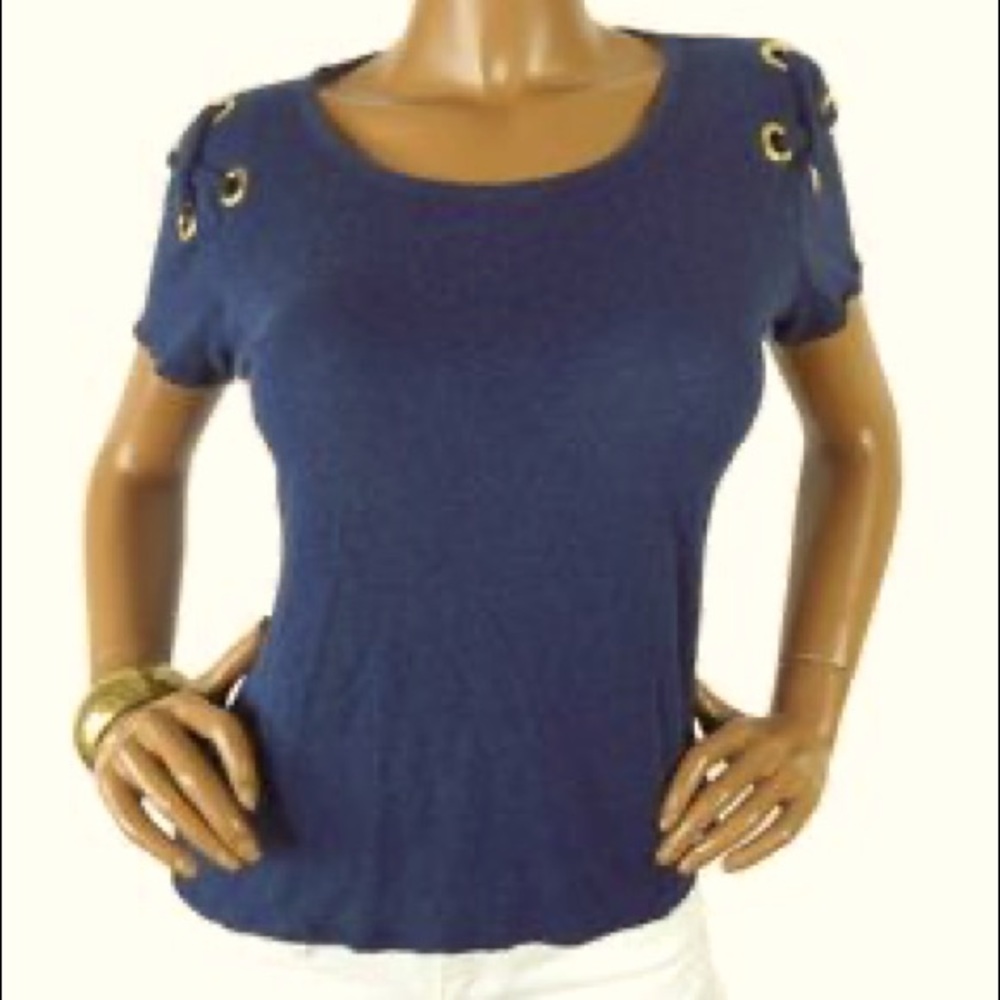 NWT Michael Kors navy shirt sleeve, lace up detail